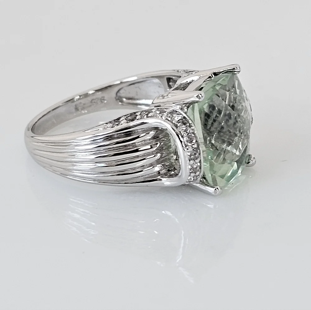 Rare Victoria Wieck Prasiolite & White Topaz Ring Sterling Silver Sz 7.5! - Picture 2 of 8